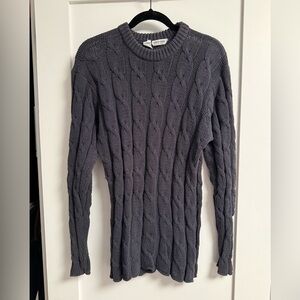 Vintage Giorgio Armani Dark Charcoal Cable-Knit Crewneck Sweater
